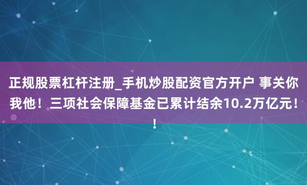 正规股票杠杆注册_手机炒股配资官方开户 事关你我他！三项社会保障基金已累计结余10.2万亿元！